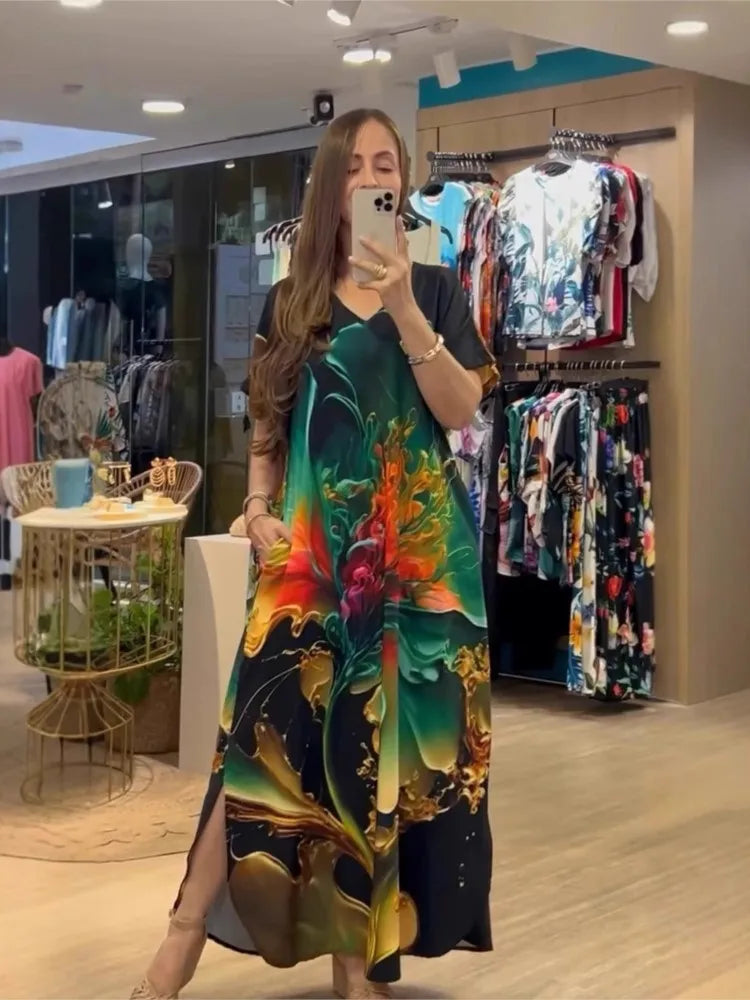 Vestido Estampado Yasmin- Elegante e rico em detalhes que vão te encantar+ Frete Grátis