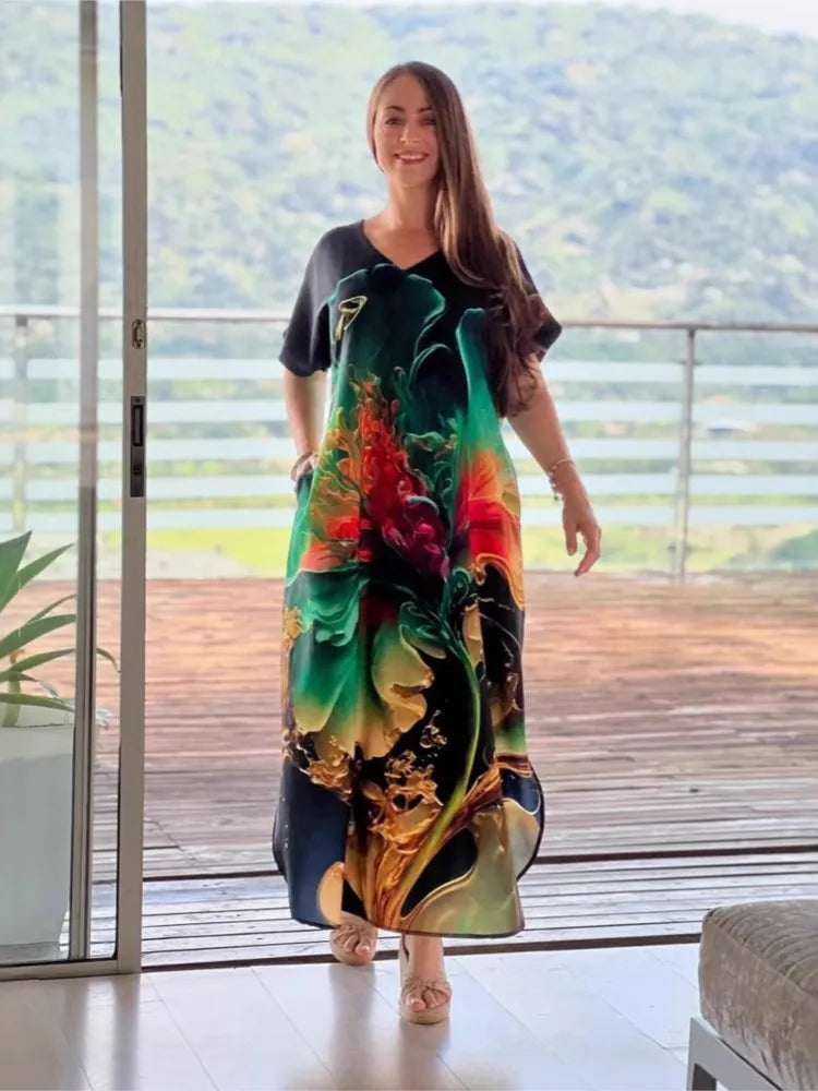 Vestido Estampado Yasmin- Elegante e rico em detalhes que vão te encantar+ Frete Grátis