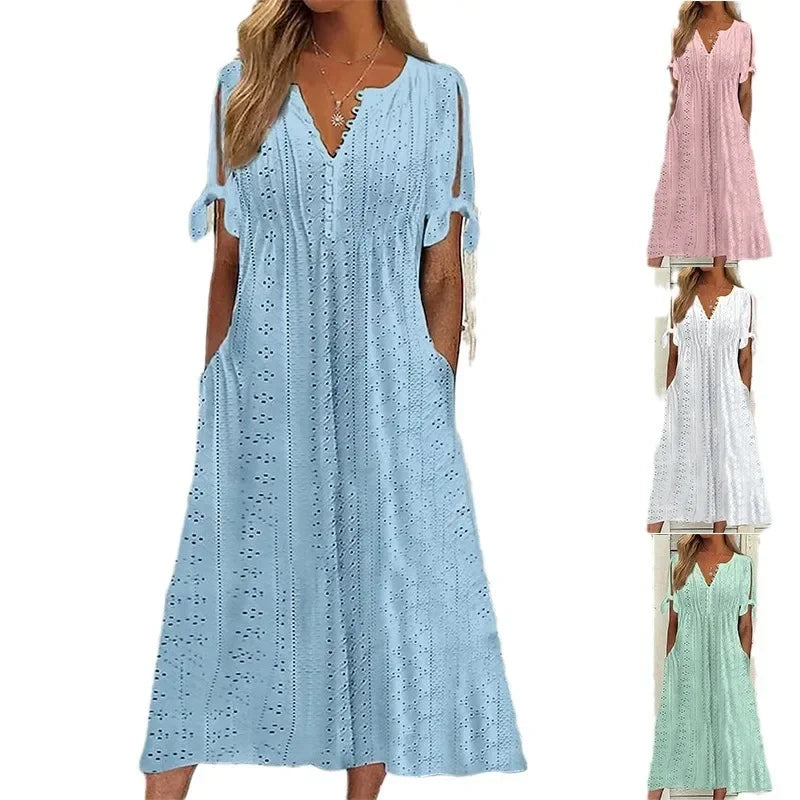 Encante- se com o Vestido de Renda Luísa - Perfeito para dias quentes, encontros especiais ou passeios ao ar livre