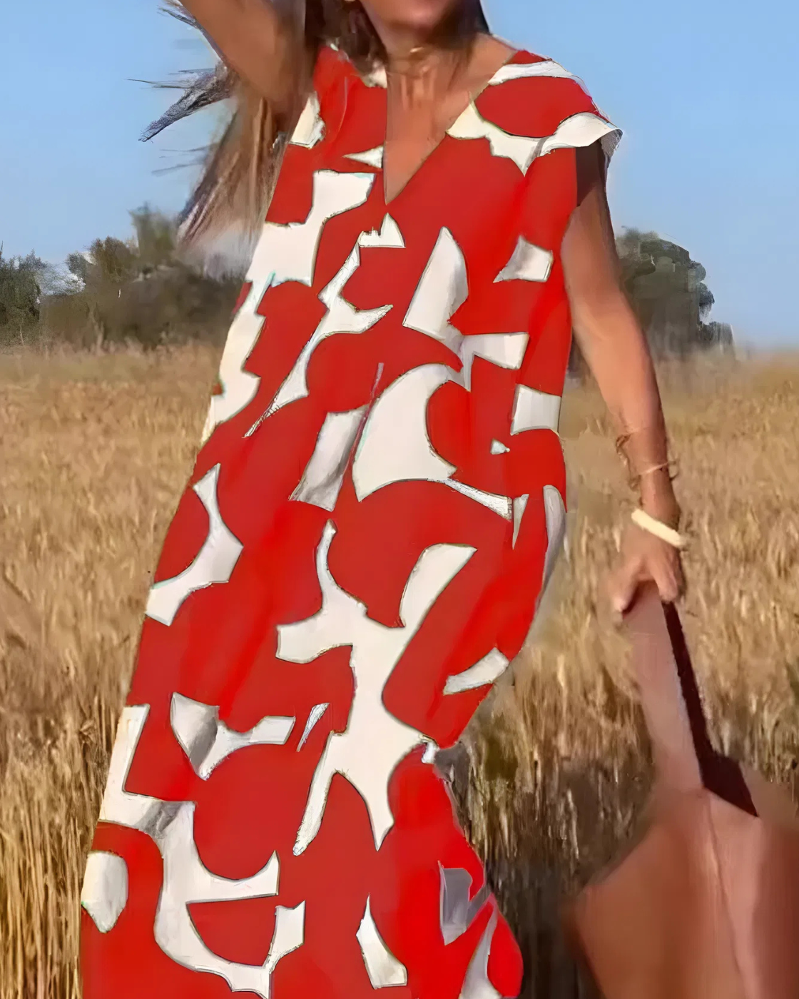 Vestido Elisa Primavera-Verão | Decote em V - Fresco e Soltinho e Encantador +Frete Grátis