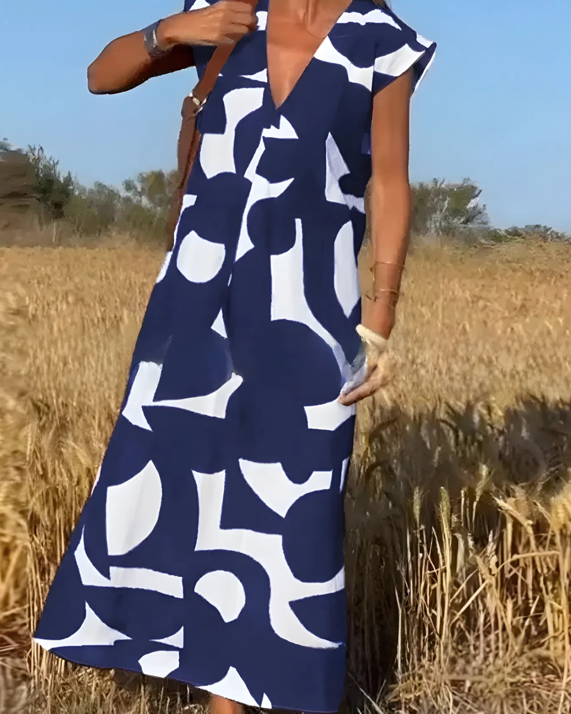 Vestido Elisa Primavera-Verão | Decote em V - Fresco e Soltinho e Encantador +Frete Grátis