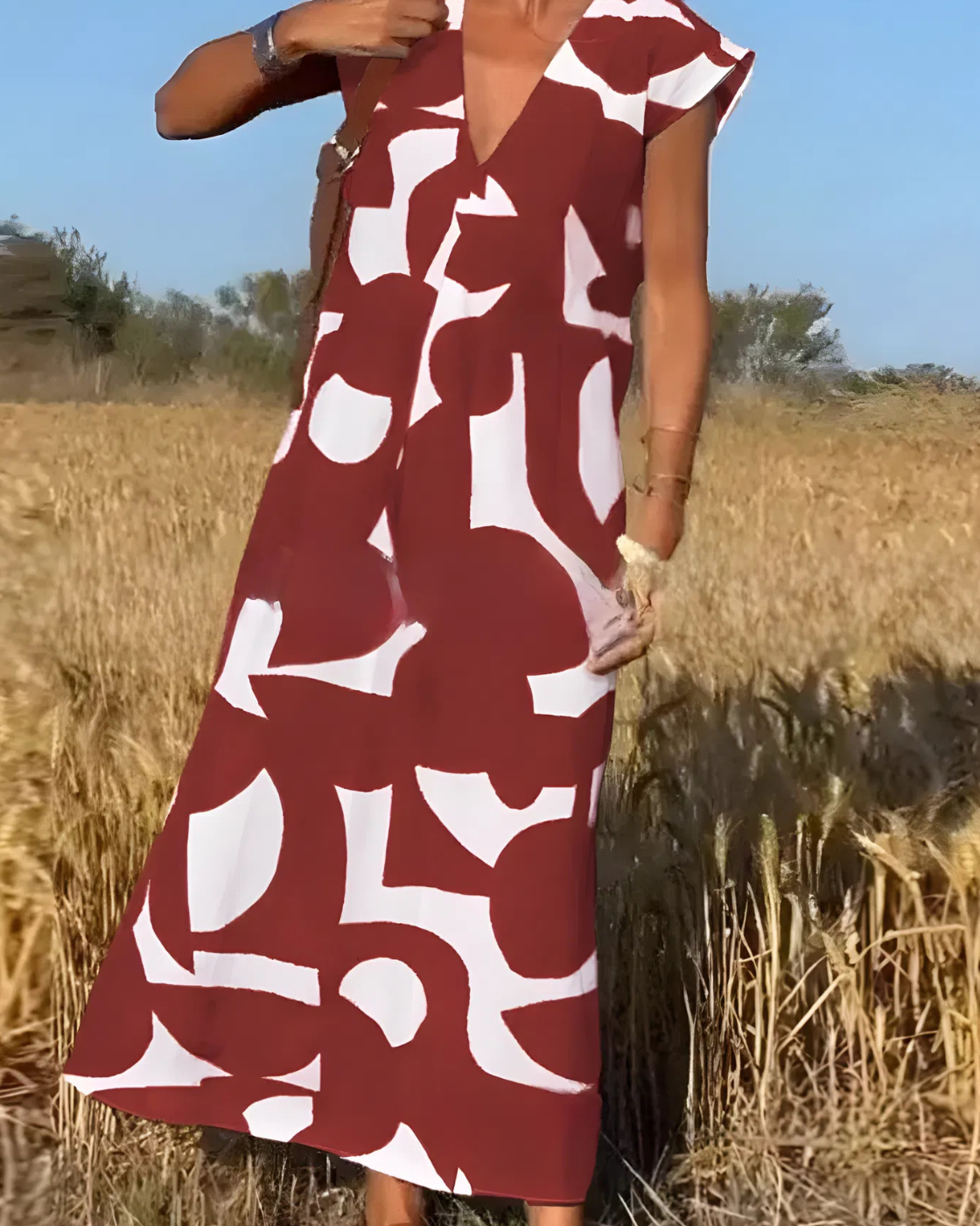 Vestido Elisa Primavera-Verão | Decote em V - Fresco e Soltinho e Encantador +Frete Grátis