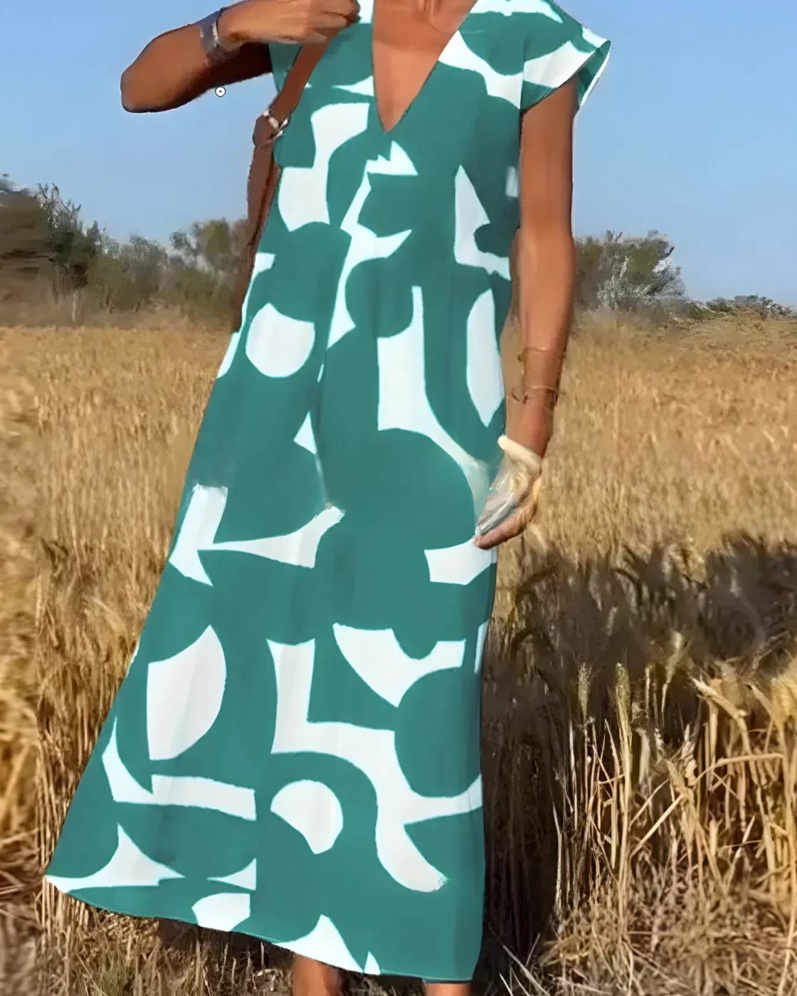 Vestido Elisa Primavera-Verão | Decote em V - Fresco e Soltinho e Encantador +Frete Grátis