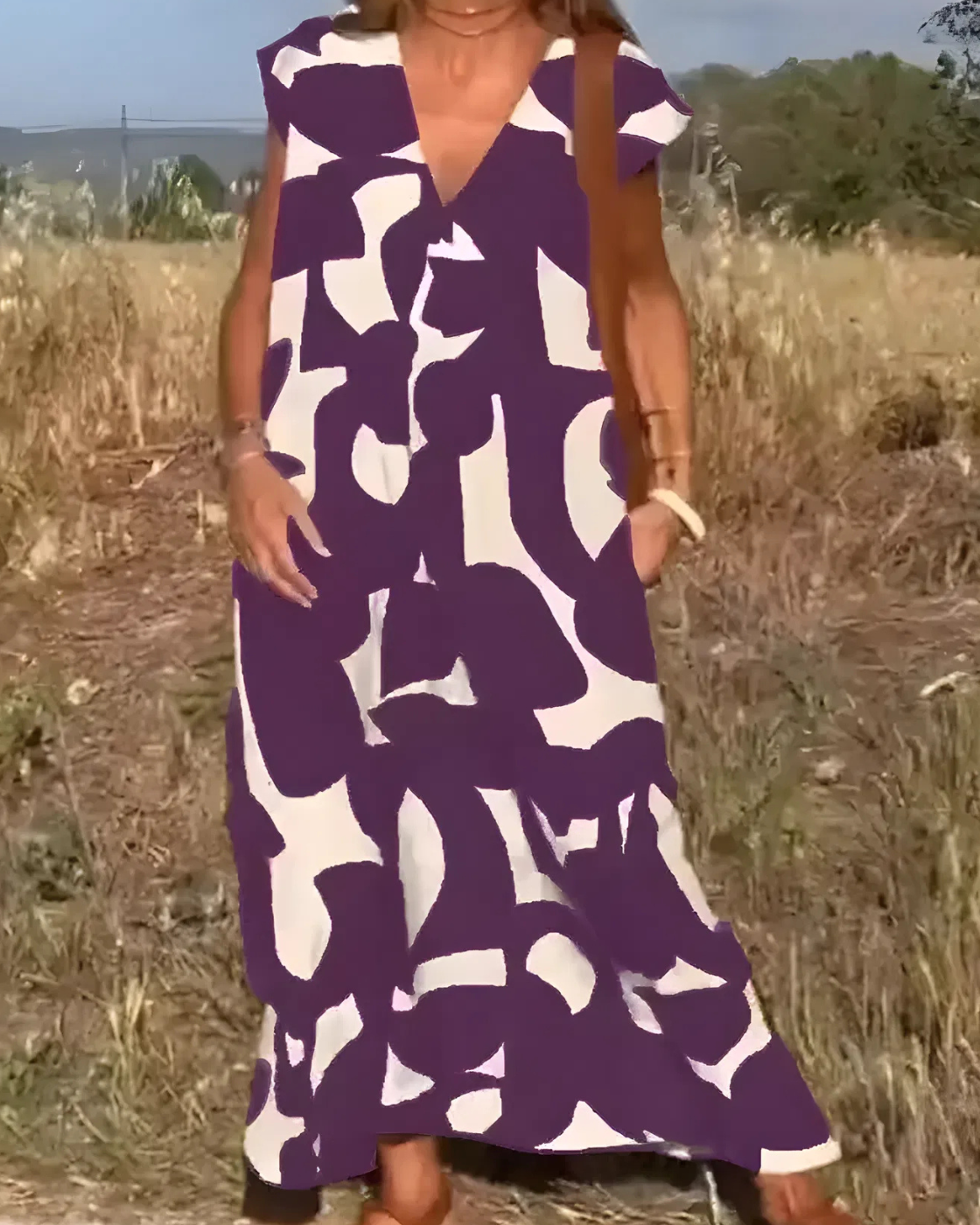 Vestido Elisa Primavera-Verão | Decote em V - Fresco e Soltinho e Encantador +Frete Grátis