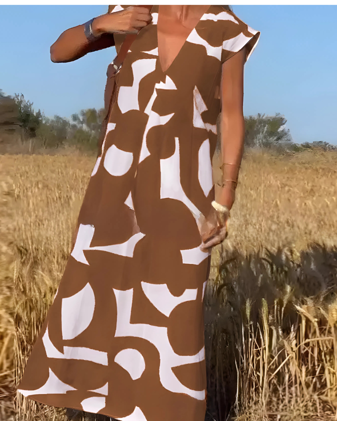 Vestido Elisa Primavera-Verão | Decote em V - Fresco e Soltinho e Encantador +Frete Grátis